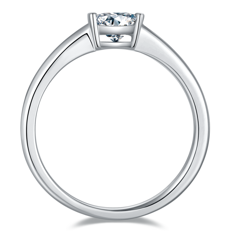 简约正方形S925银镀白金MoissaniteWomen's Ring0.5ctD级